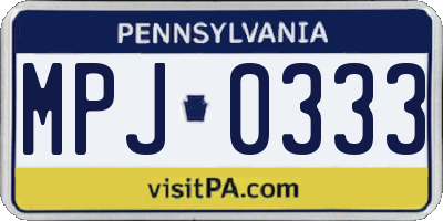 PA license plate MPJ0333