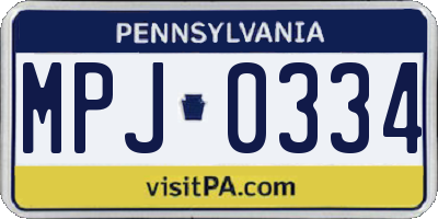 PA license plate MPJ0334