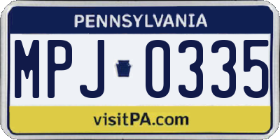 PA license plate MPJ0335