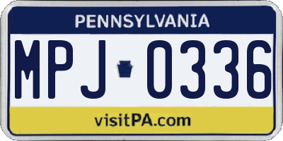 PA license plate MPJ0336