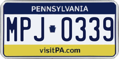 PA license plate MPJ0339