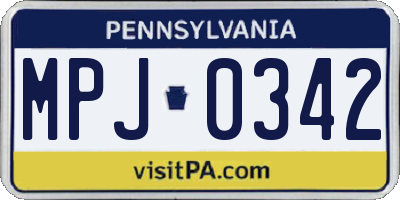 PA license plate MPJ0342
