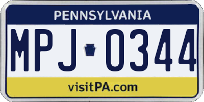 PA license plate MPJ0344