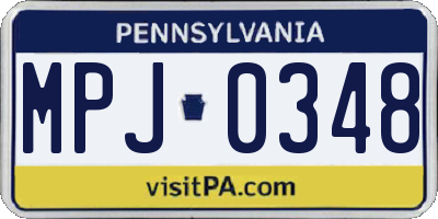 PA license plate MPJ0348