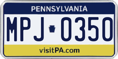 PA license plate MPJ0350
