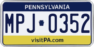 PA license plate MPJ0352