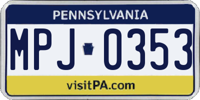 PA license plate MPJ0353