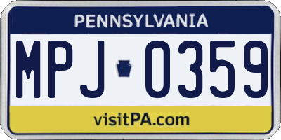 PA license plate MPJ0359