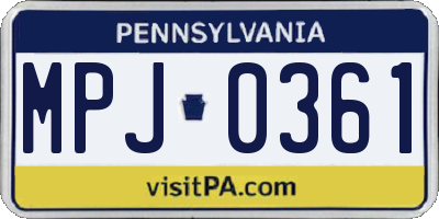 PA license plate MPJ0361