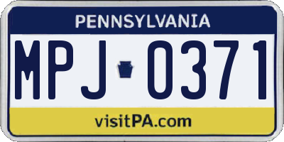 PA license plate MPJ0371