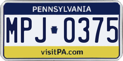 PA license plate MPJ0375