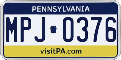 PA license plate MPJ0376