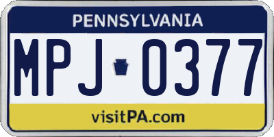 PA license plate MPJ0377