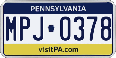 PA license plate MPJ0378