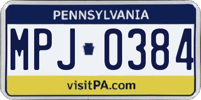 PA license plate MPJ0384