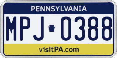 PA license plate MPJ0388