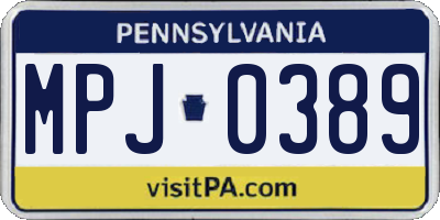 PA license plate MPJ0389