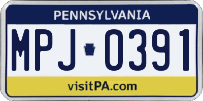 PA license plate MPJ0391
