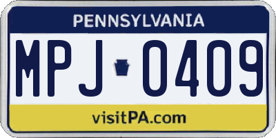 PA license plate MPJ0409