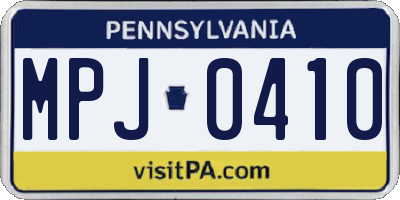PA license plate MPJ0410