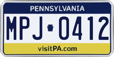 PA license plate MPJ0412