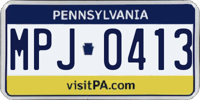 PA license plate MPJ0413
