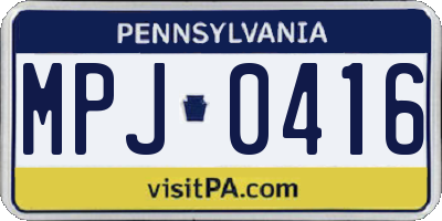 PA license plate MPJ0416