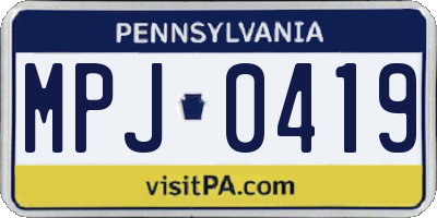 PA license plate MPJ0419