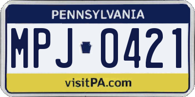 PA license plate MPJ0421