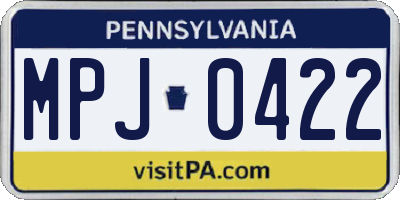 PA license plate MPJ0422