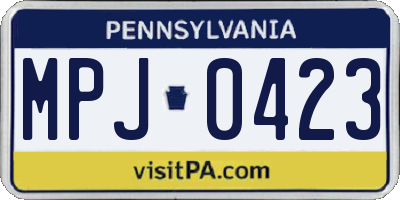 PA license plate MPJ0423