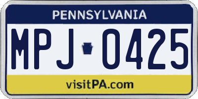 PA license plate MPJ0425