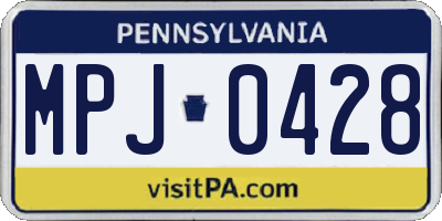 PA license plate MPJ0428
