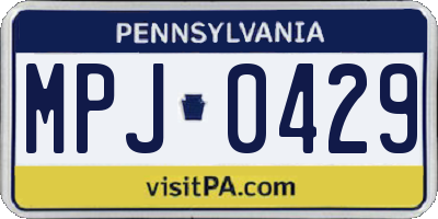 PA license plate MPJ0429
