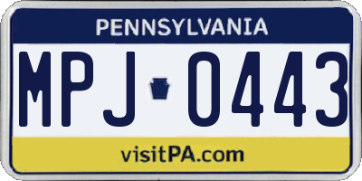 PA license plate MPJ0443