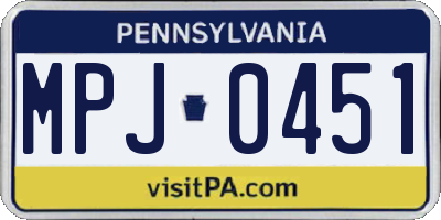 PA license plate MPJ0451
