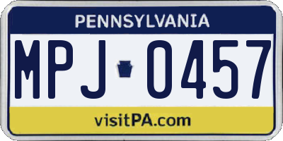 PA license plate MPJ0457