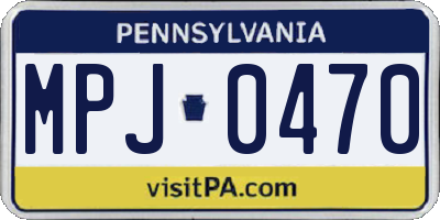 PA license plate MPJ0470