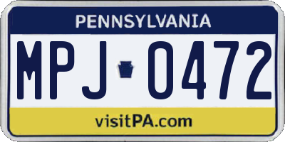 PA license plate MPJ0472