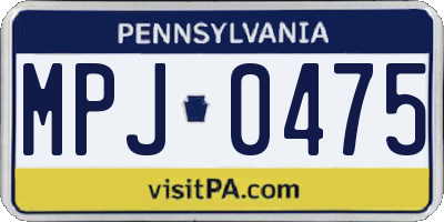 PA license plate MPJ0475