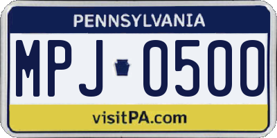 PA license plate MPJ0500