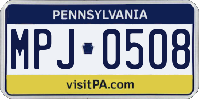 PA license plate MPJ0508