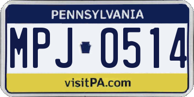 PA license plate MPJ0514