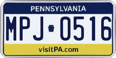 PA license plate MPJ0516