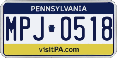 PA license plate MPJ0518