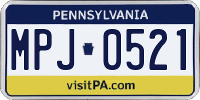 PA license plate MPJ0521