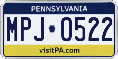 PA license plate MPJ0522