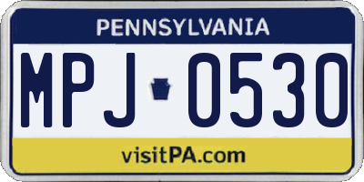 PA license plate MPJ0530