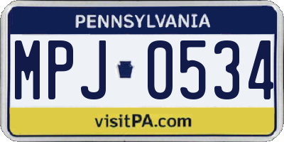 PA license plate MPJ0534