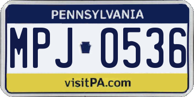 PA license plate MPJ0536